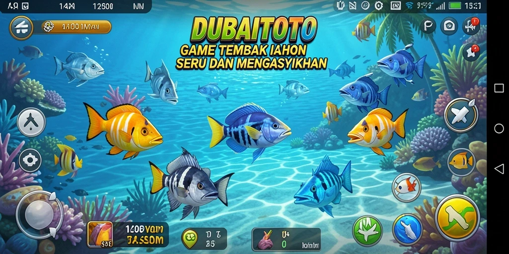 Tampilan gameplay DUBAITOTO yang seru saat menembak ikan.
