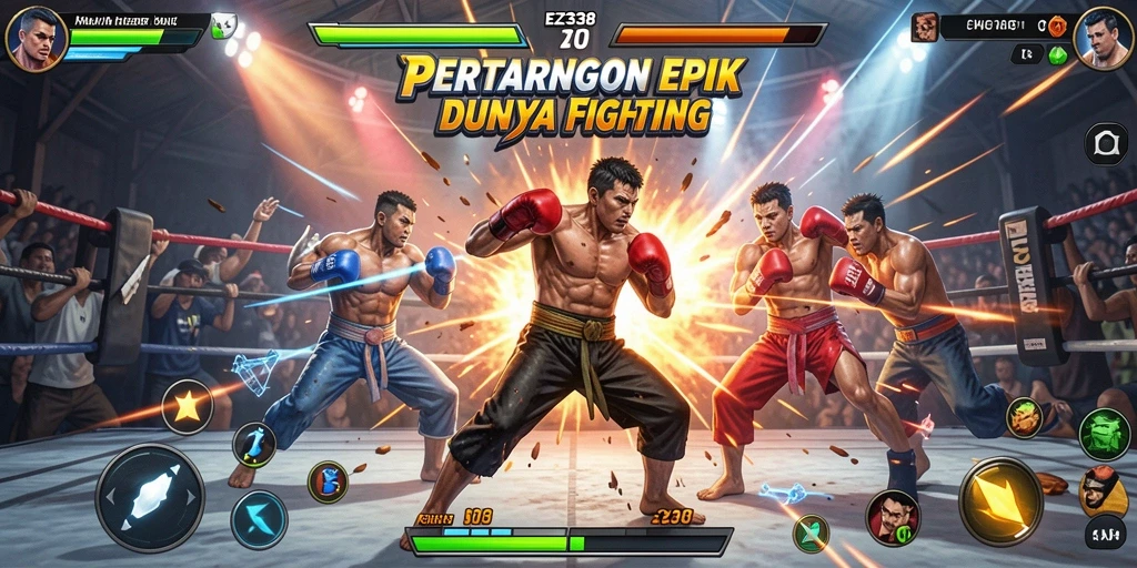 Gambaran gameplay yang mendebarkan di arena Fighting.