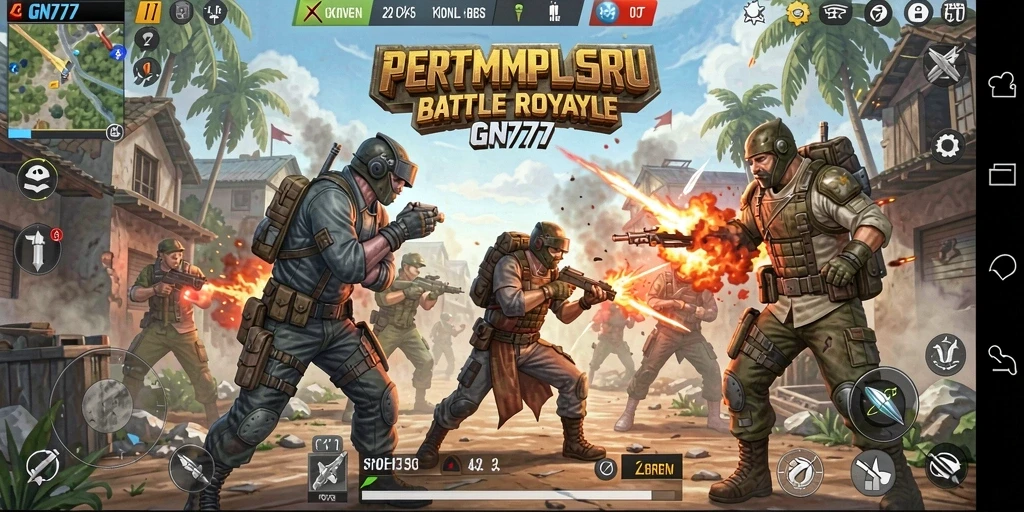 Tampilan gameplay GN777 yang mendebarkan dalam pertempuran Battle Royale.