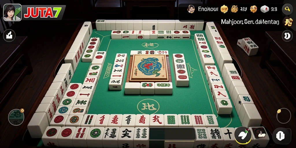 Screenshot utama JUTA7 menampilkan gameplay Mahjong yang menarik dan interaktif.