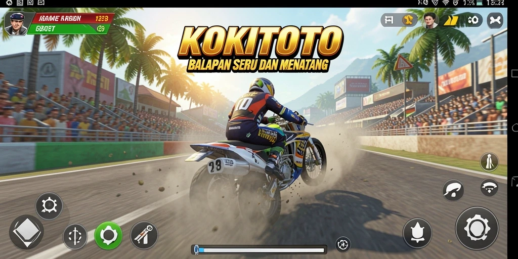 Gameplay KOKITOTO yang seru dan mendebarkan saat balapan.