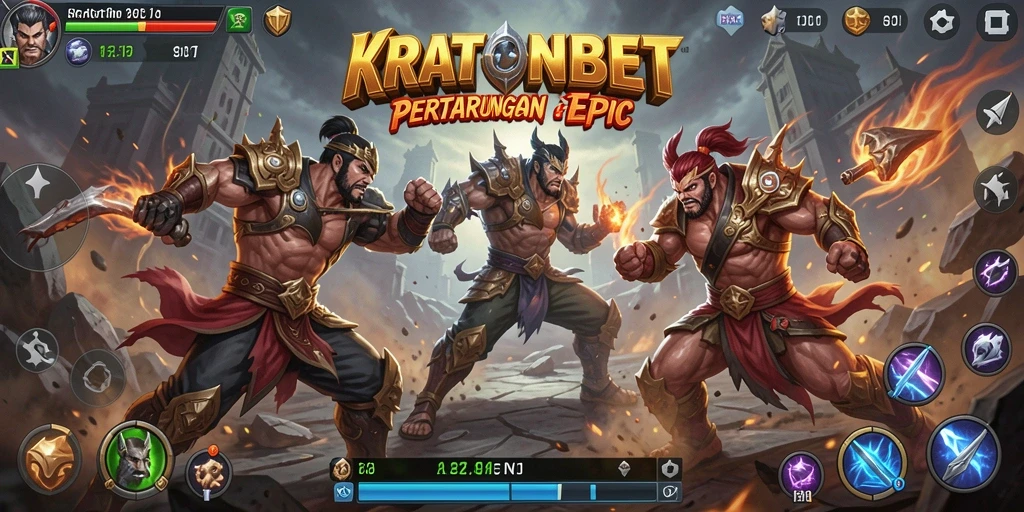 Tampilan gameplay KRATONBET dengan pertarungan yang seru dan karakter yang menawan.