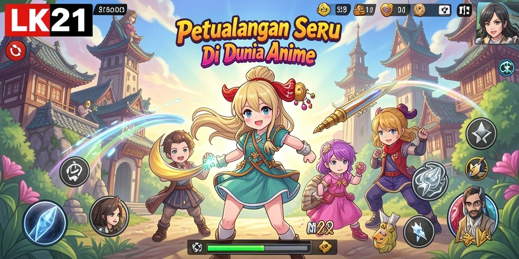 Tampilan gameplay LK21 dengan banyak pilihan anime menarik.