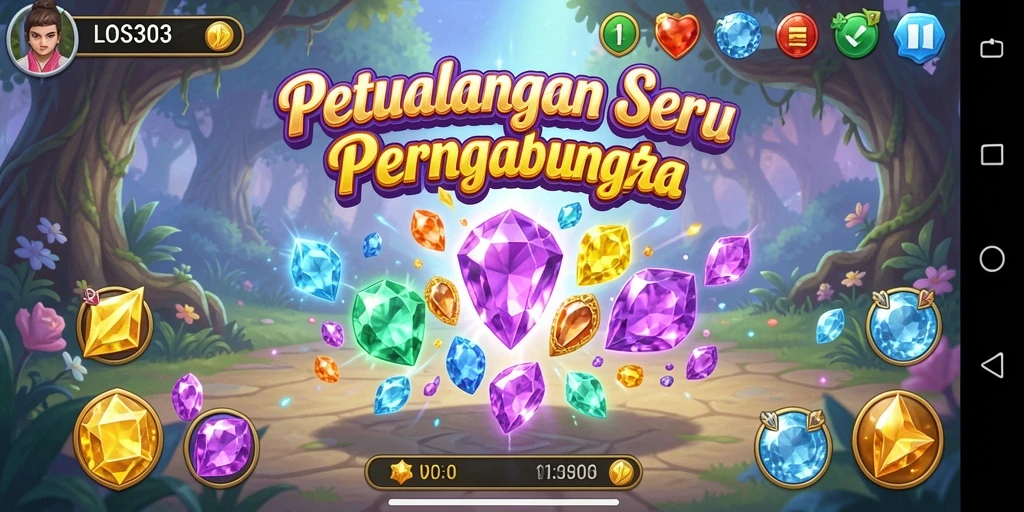 Tampilan gameplay seru dari LOS303 saat mencocokkan permata.