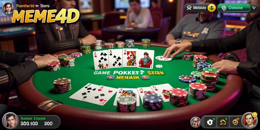 Tampilan utama gameplay MEME4D dengan suasana Poker yang seru.