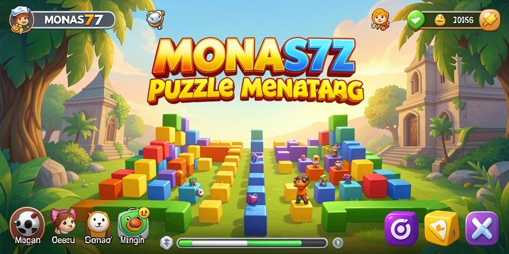 Tangkapan layar utama MONAS77 menampilkan gameplay Puzzle yang menantang.