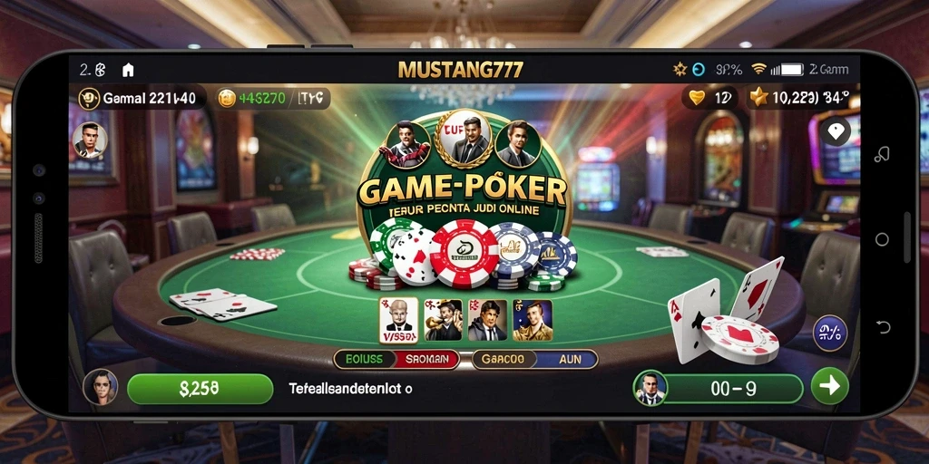 Screenshot gameplay Poker di MUSTANG77 dengan desain menarik.