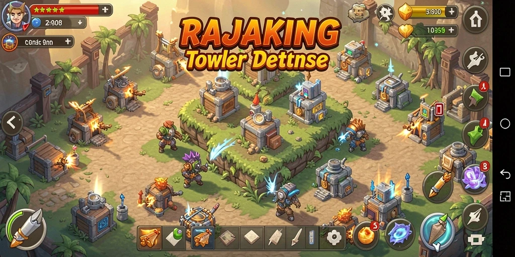 Tampilan menarik dari gameplay Tower Defense RAJAKING yang penuh aksi.