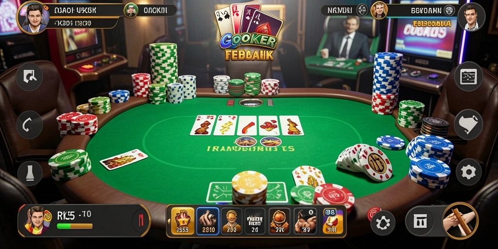 Tampilan gameplay Poker yang seru dan mendebarkan dalam RK55.