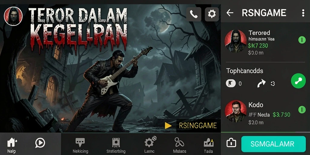 Tangkapan layar gameplay RSNGAME menampilkan suasana horor yang mencekam.