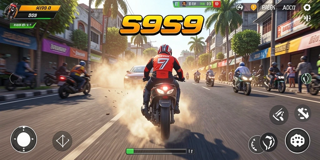 Tampilan gameplay balapan motor yang menegangkan di S9S9.