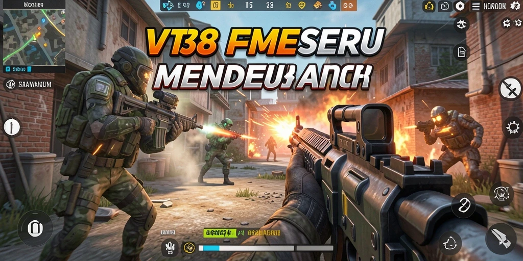 Screenshot dari gameplay VT38 menampilkan aksi tembak-menembak yang intens.