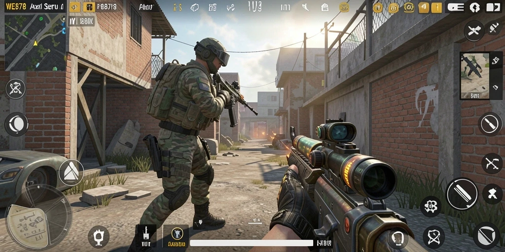 Tampilan aksi mendebarkan dalam permainan WE878 FPS.